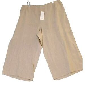 Eileen Fisher Cropped Wide Leg‎ Linen Gaucho Culotte Pants Sz 2X Tan Color NWT